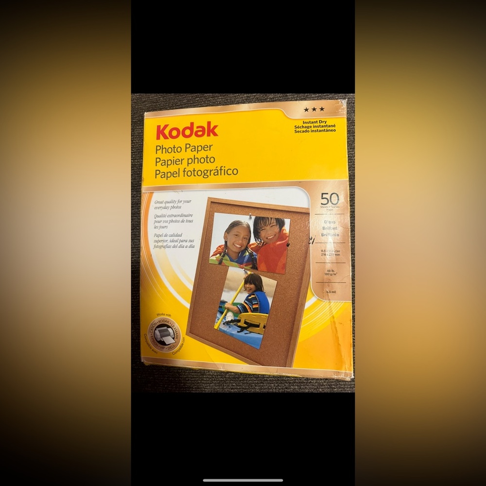 Kodak Photo Paper, Gloss Finish, 6.5 mil thickness, 8.5” x 11” 27 pck